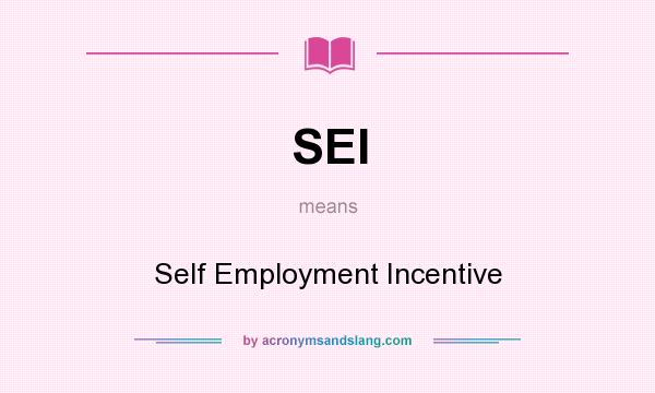 What does SEI mean? It stands for Self Employment Incentive