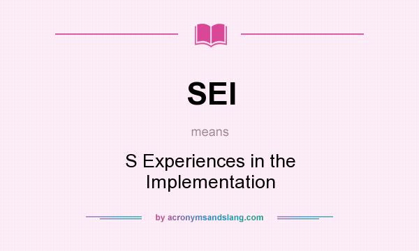 What does SEI mean? It stands for S Experiences in the Implementation