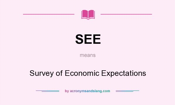 What does SEE mean? It stands for Survey of Economic Expectations