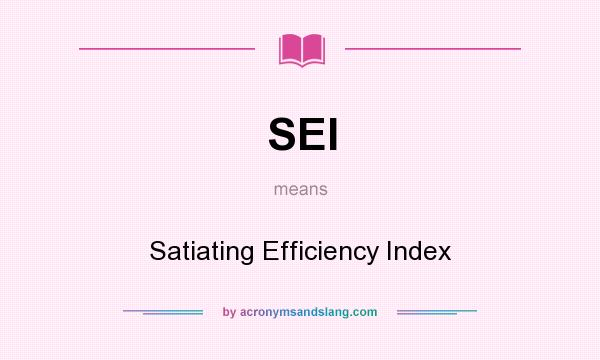 What does SEI mean? It stands for Satiating Efficiency Index