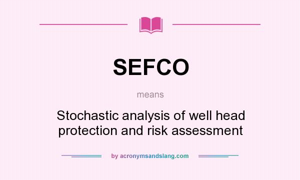 What does SEFCO mean? It stands for Stochastic analysis of well head protection and risk assessment