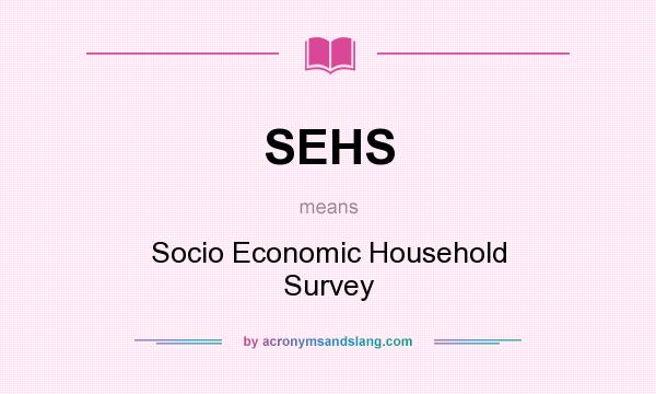 What does SEHS mean? It stands for Socio Economic Household Survey