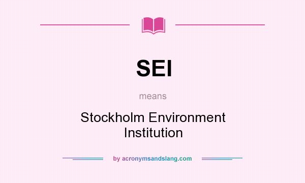 What does SEI mean? It stands for Stockholm Environment Institution