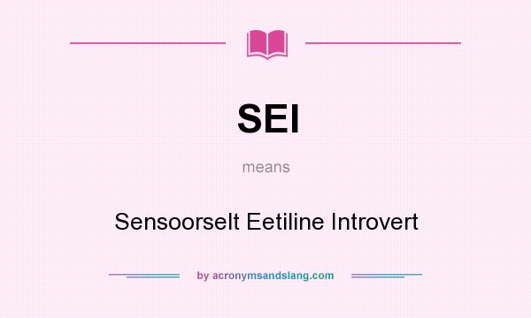 What does SEI mean? It stands for Sensoorselt Eetiline Introvert