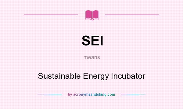 What does SEI mean? It stands for Sustainable Energy Incubator