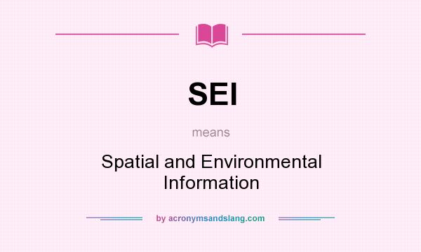 What does SEI mean? It stands for Spatial and Environmental Information
