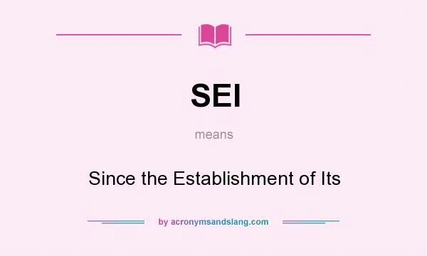 What does SEI mean? It stands for Since the Establishment of Its