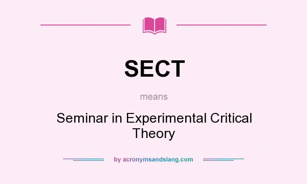 What does SECT mean? It stands for Seminar in Experimental Critical Theory