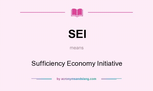 What does SEI mean? It stands for Sufficiency Economy Initiative