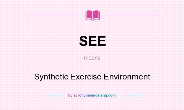 What does SEE mean? It stands for Synthetic Exercise Environment