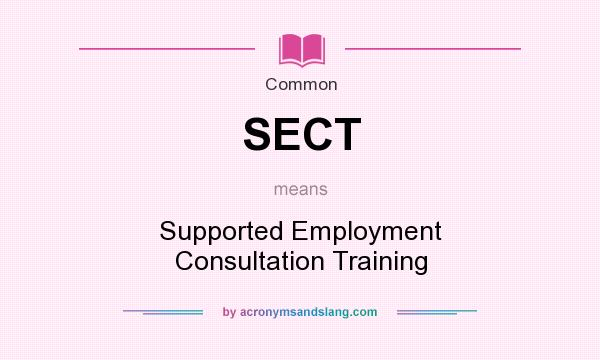 What does SECT mean? It stands for Supported Employment Consultation Training