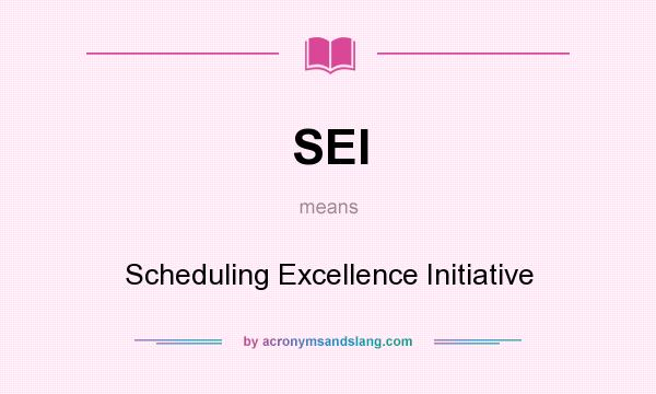 What does SEI mean? It stands for Scheduling Excellence Initiative