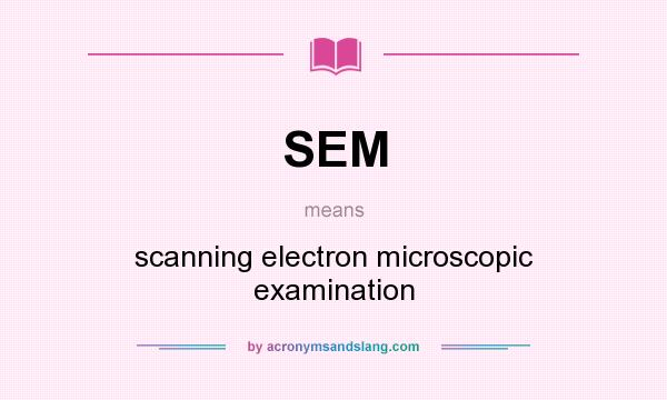 What does SEM mean? It stands for scanning electron microscopic examination