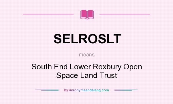 What does SELROSLT mean? It stands for South End Lower Roxbury Open Space Land Trust