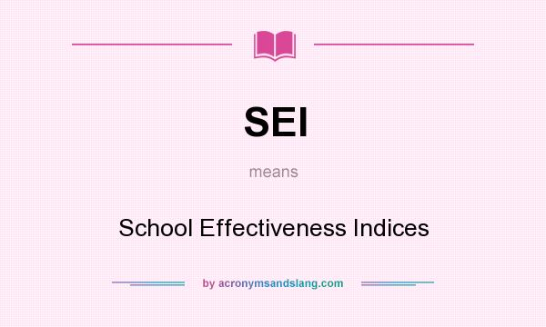 What does SEI mean? It stands for School Effectiveness Indices