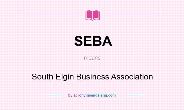 What does SEBA mean? It stands for South Elgin Business Association