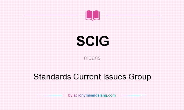 What does SCIG mean? It stands for Standards Current Issues Group