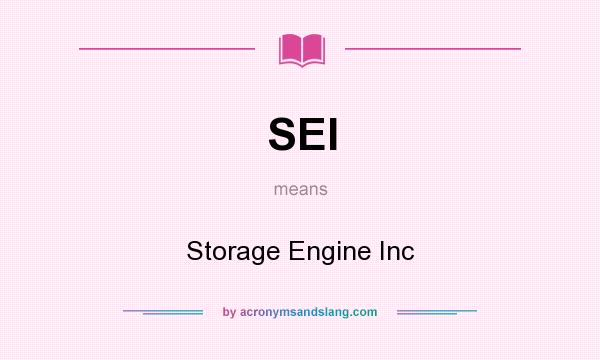 What does SEI mean? It stands for Storage Engine Inc