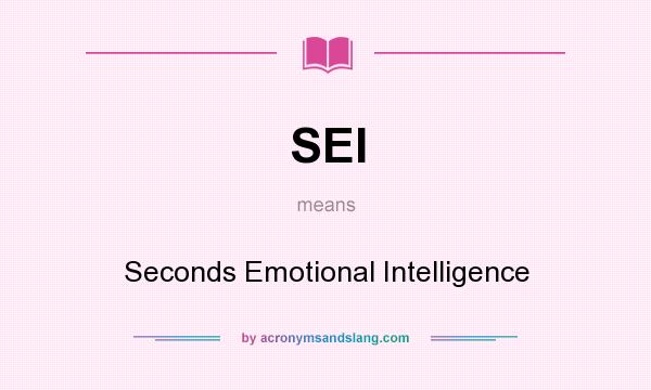 What does SEI mean? It stands for Seconds Emotional Intelligence