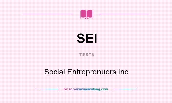 What does SEI mean? It stands for Social Entreprenuers Inc