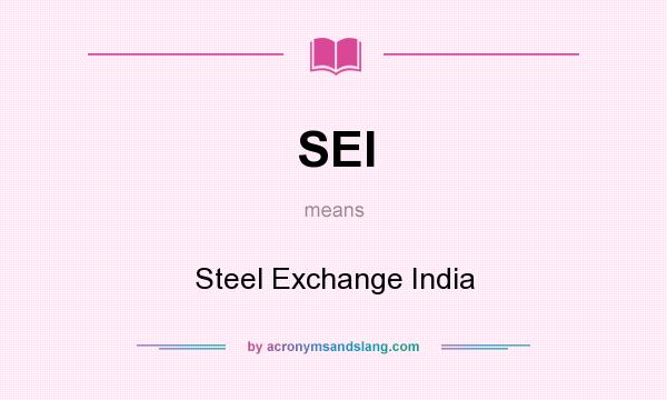 What does SEI mean? It stands for Steel Exchange India