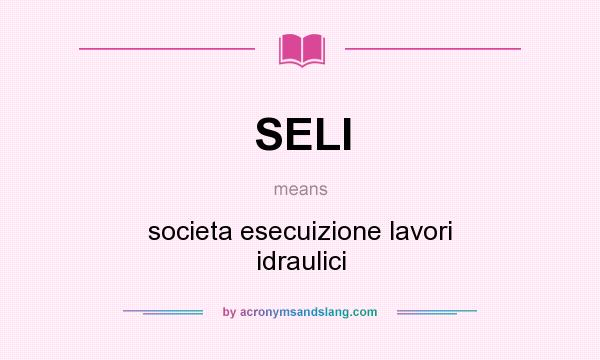 What does SELI mean? It stands for societa esecuizione lavori idraulici