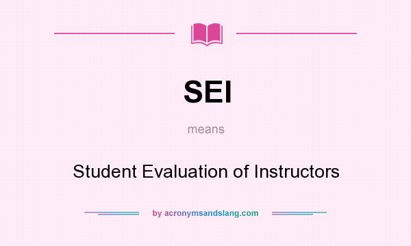 What does SEI mean? It stands for Student Evaluation of Instructors