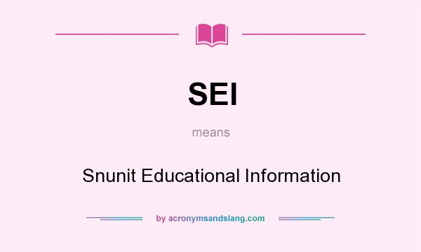 What does SEI mean? It stands for Snunit Educational Information