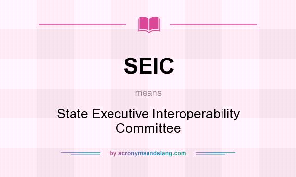 What does SEIC mean? It stands for State Executive Interoperability Committee