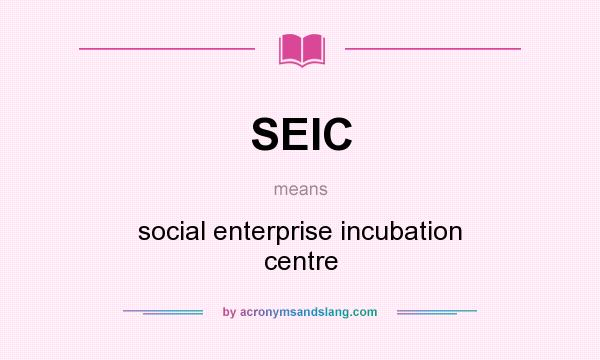 What does SEIC mean? It stands for social enterprise incubation centre