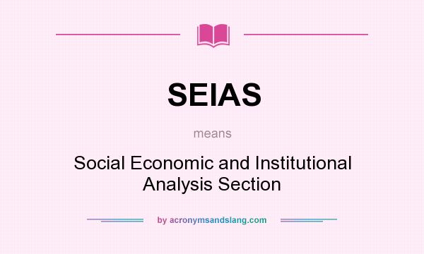 What does SEIAS mean? It stands for Social Economic and Institutional Analysis Section