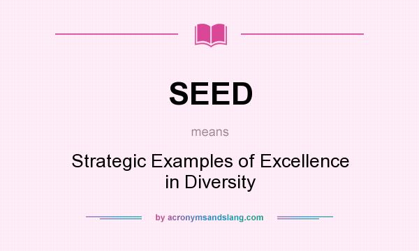 What does SEED mean? It stands for Strategic Examples of Excellence in Diversity
