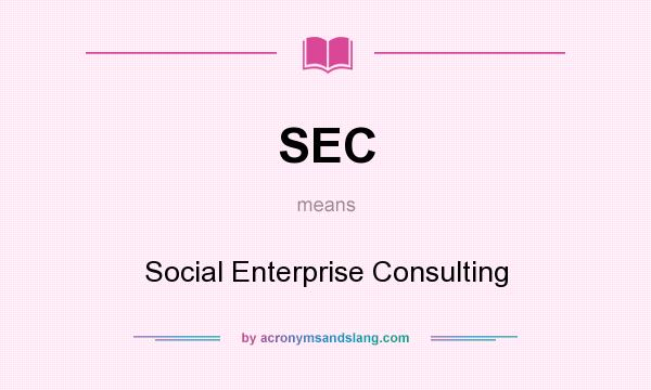 What does SEC mean? It stands for Social Enterprise Consulting