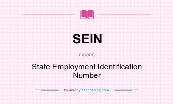 What does SEIN mean? It stands for State Employment Identification Number