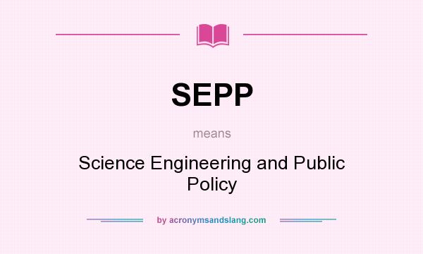 What does SEPP mean? It stands for Science Engineering and Public Policy