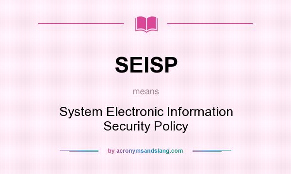 What does SEISP mean? It stands for System Electronic Information Security Policy