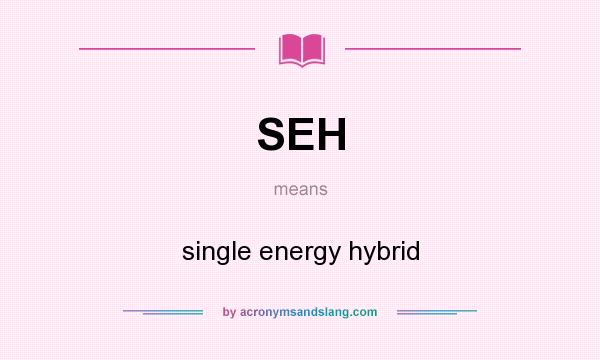 What does SEH mean? It stands for single energy hybrid