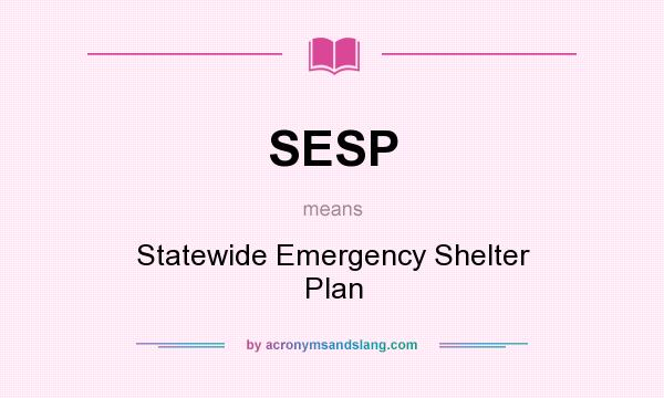 What does SESP mean? It stands for Statewide Emergency Shelter Plan