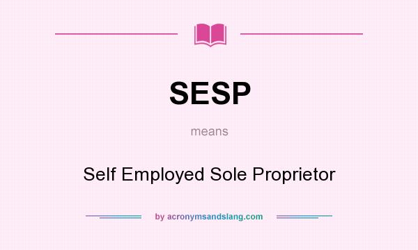 What does SESP mean? It stands for Self Employed Sole Proprietor