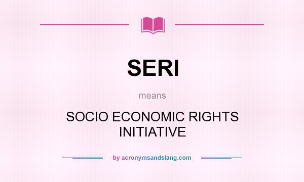 What does SERI mean? It stands for SOCIO ECONOMIC RIGHTS INITIATIVE