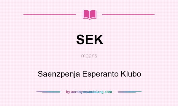 What does SEK mean? It stands for Saenzpenja Esperanto Klubo