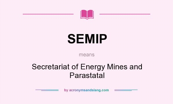 What does SEMIP mean? It stands for Secretariat of Energy Mines and Parastatal