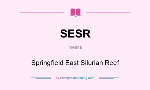 What does SESR mean? It stands for Springfield East Silurian Reef