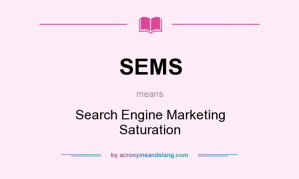 What does SEMS mean? It stands for Search Engine Marketing Saturation