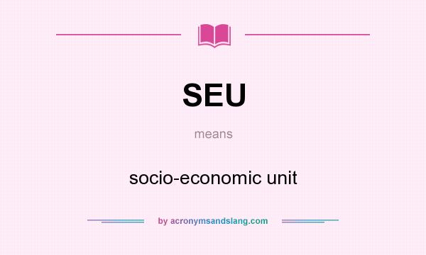 What does SEU mean? It stands for socio-economic unit