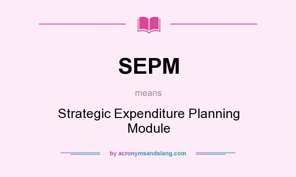What does SEPM mean? It stands for Strategic Expenditure Planning Module
