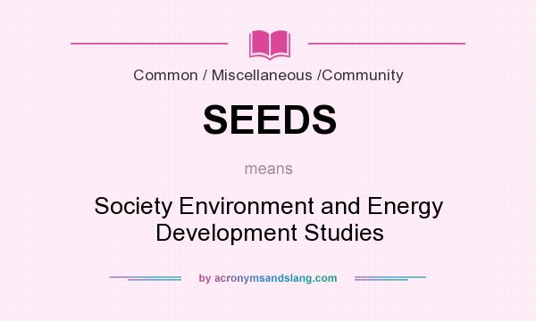 What does SEEDS mean? It stands for Society Environment and Energy Development Studies