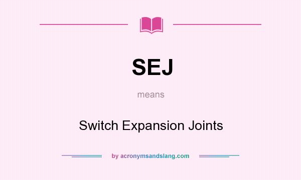 What does SEJ mean? It stands for Switch Expansion Joints