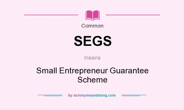 What does SEGS mean? It stands for Small Entrepreneur Guarantee Scheme