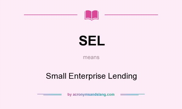 What does SEL mean? It stands for Small Enterprise Lending